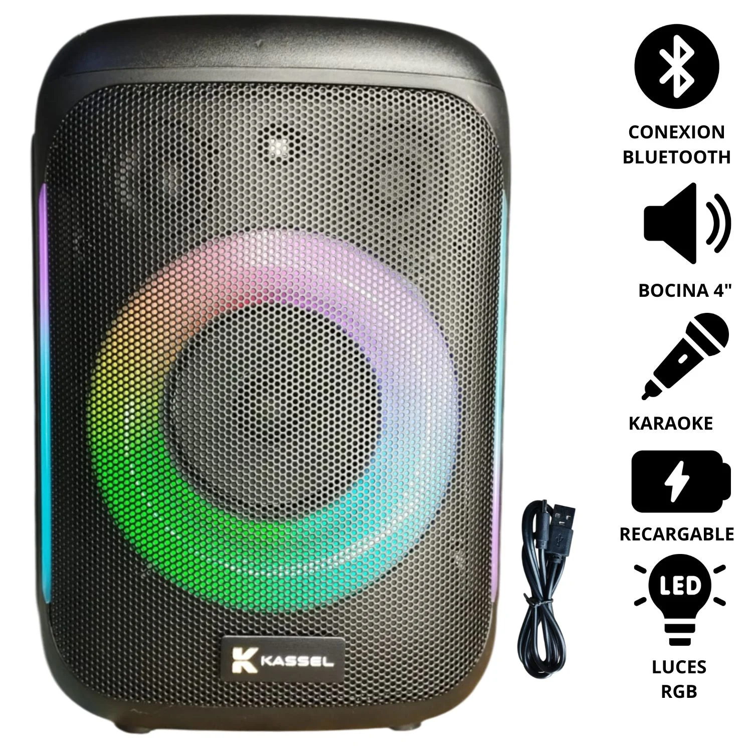 PARLANTE PORTATIL KASSEL K412 USB BT TWS RGB