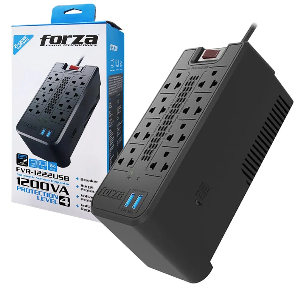 ESTABILIZADOR FORZA FVR-12222USB 1200VA CON USB