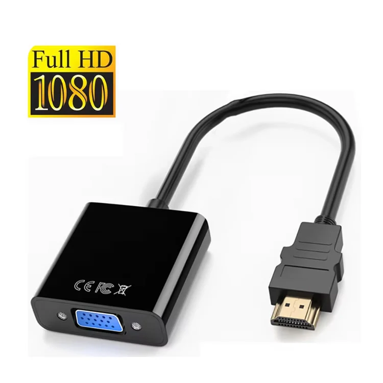 ADAPTADOR HDMI HD 1080P COMPATIBLE CON VGA NEGRO