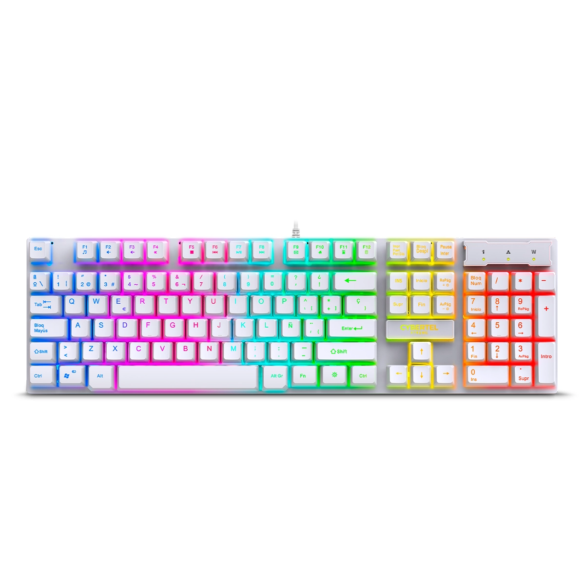 XTREME WHITE CYB K505W TECLADO GAMER USB RAINBOW CYBERTEL