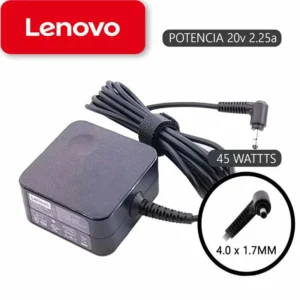Cargador para Lenovo Ideapad, potencia de 45W, conector delgado, voltaje de 20V y corriente de 2.25A.
