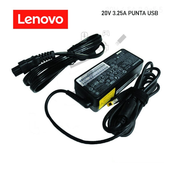 Cargador Compatible Lenovo - 20V 325A TIPO USB Amarrillo 65W - Imagen 3