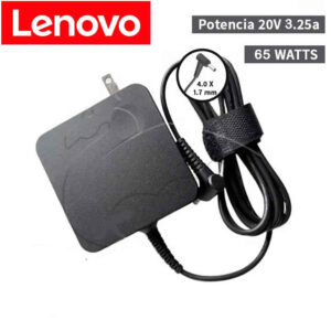 Cargador original Lenovo para modelos Ideapad, salida de 20V 3.25A, punta de 4.0 x 1.7 mm, potencia de 65W.