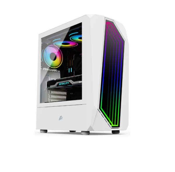 Gabinete gamer 1stPlayer IS6 color blanco, diseño moderno, compatible con sistemas de alto rendimiento.