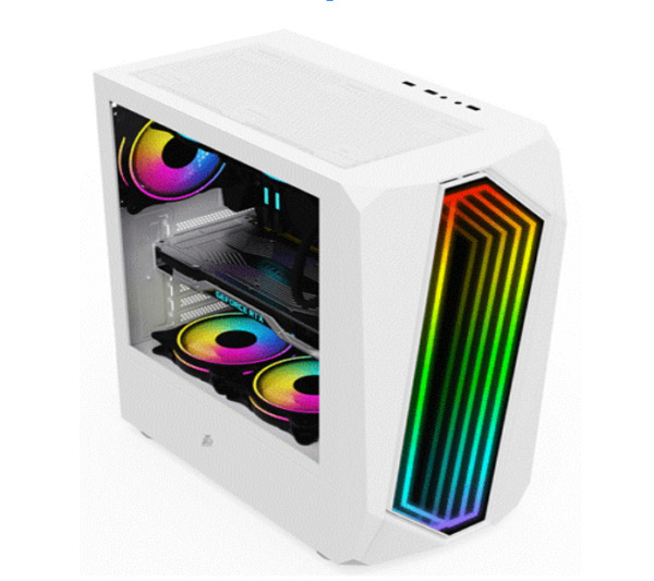 Gabinete gamer 1stPlayer IS6 color blanco, diseño moderno, compatible con sistemas de alto rendimiento.