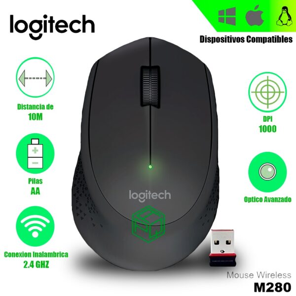 Mouse Logitech M280 Wireless Black 1000 DPI