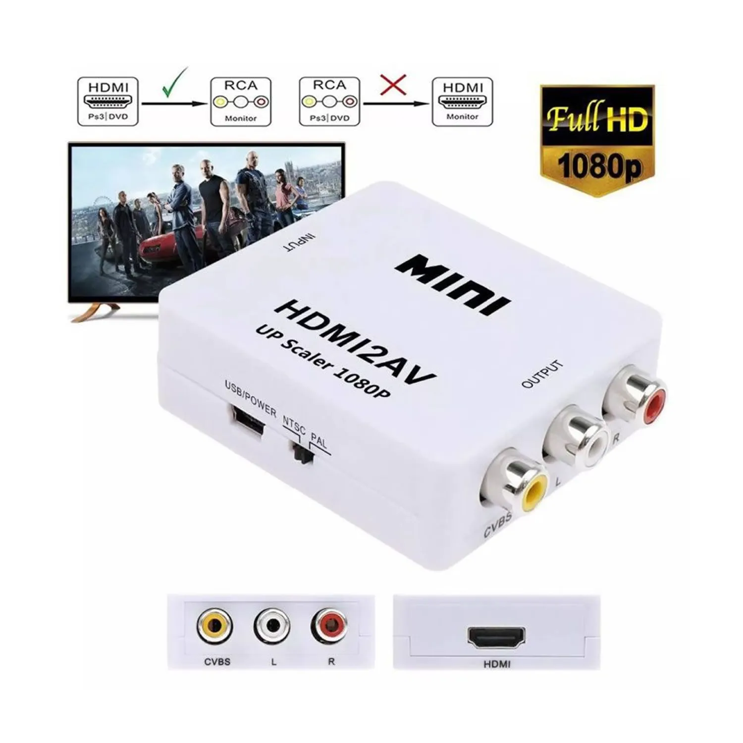 Adaptador HDMI a RCA Conversor HDMI2AV – Video y Audio Fácil - Imagen 3