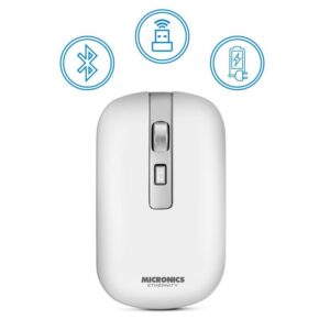 Mouse inalámbrico Micronics Ethernity M729-3m, diseño ergonómico con conexión estable y funcionamiento silencioso.