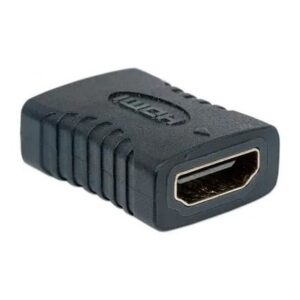 Conector HDMI hembra a HDMI hembra, útil para extender cables HDMI o conectar dispositivos con entradas compatibles.