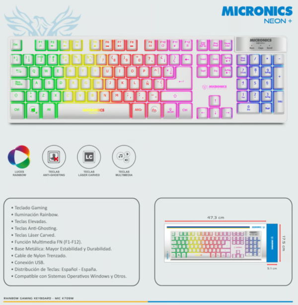 Teclado NEON+ MIC K709W RGB blanco