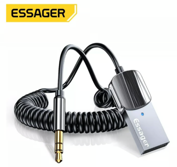 Adaptador Bluetooth 5.0 Essager para autos, entrada auxiliar.