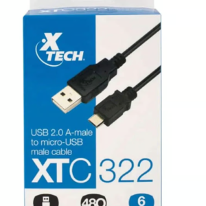 Cable Xtech XTC-322, USB 2.0 a Micro USB, ideal para carga y transferencia.