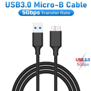 Cable USB 3.0 A a Micro B, ideal para discos duros externos.