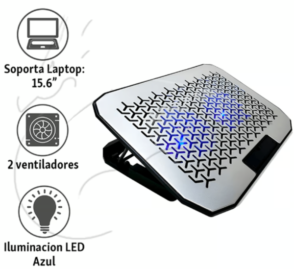 Base enfriadora Cybercool HA-80, estructura de aluminio, para laptops.