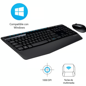 Kit inalámbrico Logitech MK345, teclado y mouse, color negro.