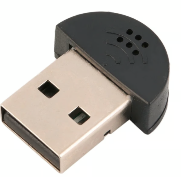 Adaptador de audio USB 2.0 con micrófono integrado, diseño supermini.