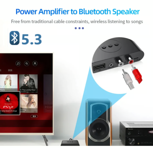 Receptor de audio inalámbrico Bluetooth 5.3, color negro, modelo BLSB21.