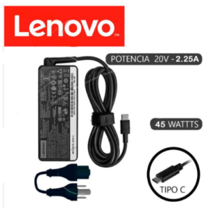 Cargador Lenovo USB Type-C 20V 2.25A 45W para laptops modernas.
