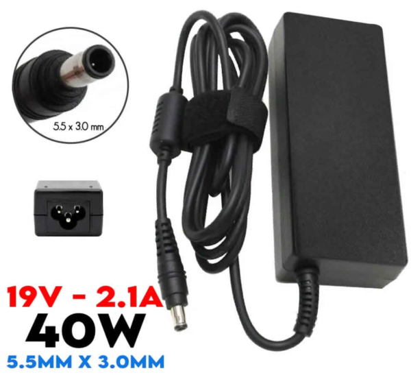Cargador compatible Samsung 19V 2.1A 40W con conector 5.5 x 3.0 mm.