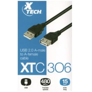 Cable extensión USB 2.0 Xtech XTC-306, alarga la conexión USB de tus dispositivos.
