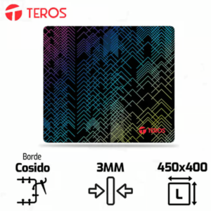 Mouse pad gamer TEROS TE-3011S multicolor, alfombrilla con iluminación RGB, superficie de alta precisión para jugadores
