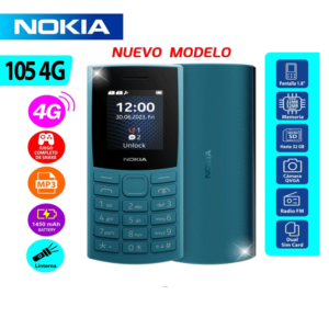 Celular Nokia 105 TA-16834G color azul, modelo dual SIM, teléfono móvil básico con pantalla color y batería de larga duración