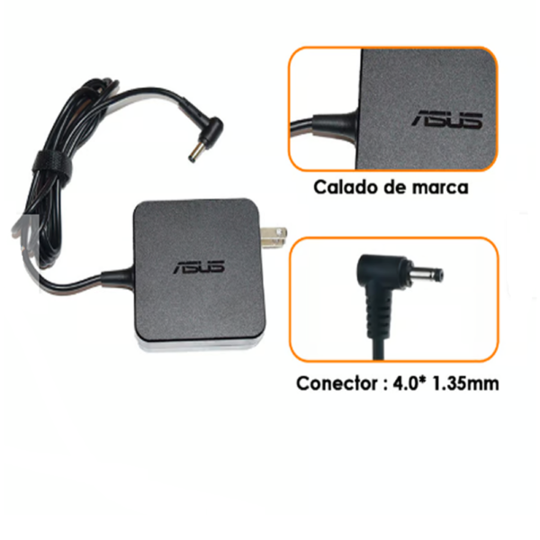 Cargador Asus 65W, 19V, 3.42A, fuente de alimentación original.