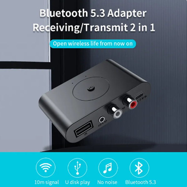 Transmisor y receptor Bluetooth 5.3, adaptador inalámbrico de audio, compatible con dispositivos Bluetooth para transmisión de sonido de alta calidad