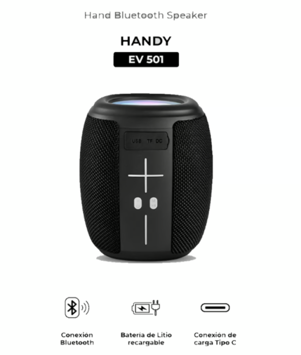 Parlante portátil Eversound Handy EV 501, sonido de calidad en formato compacto.