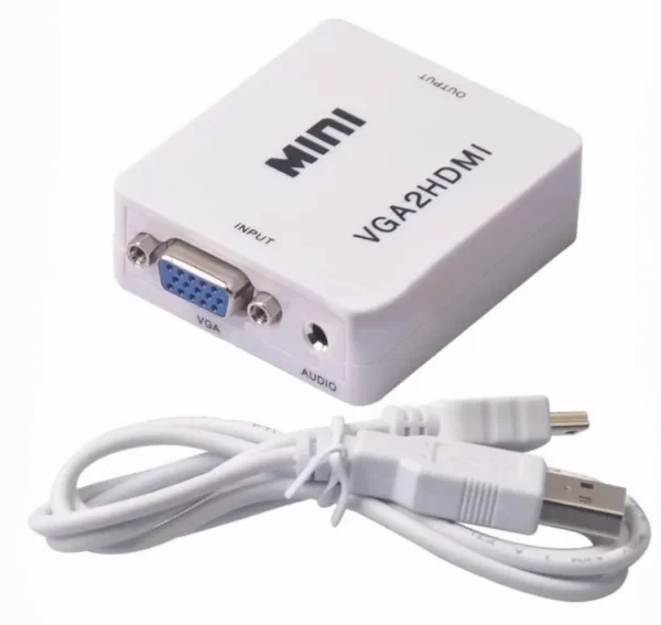 Convertidor de video mini VGA a HDMI – adaptador HD para conectar monitores VGA a pantallas HDMI