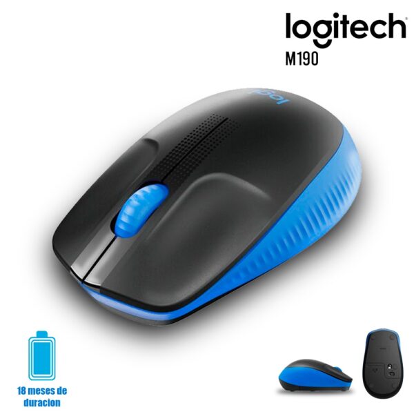 Mouse Logitech M190 Wireless Full-Size Blue - Imagen 3