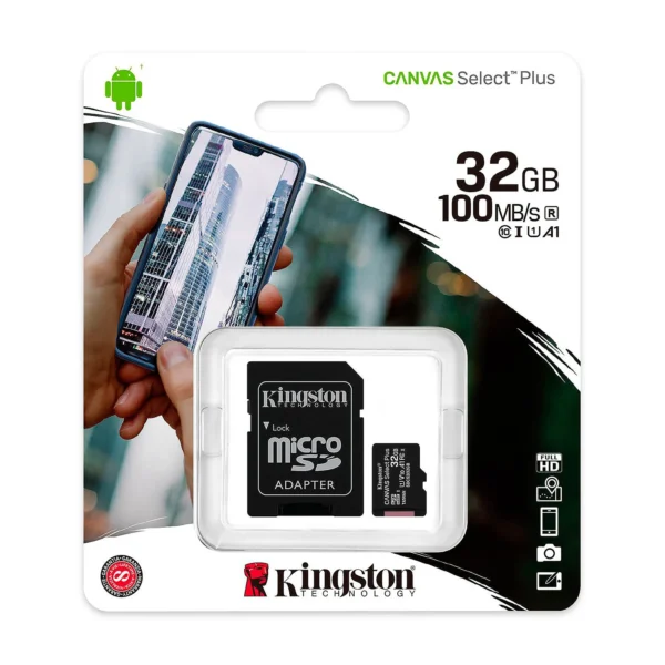 Memoria Micro SD Kingston 32GB UHS-I Clase 10, almacenamiento rápido y confiable para dispositivos móviles