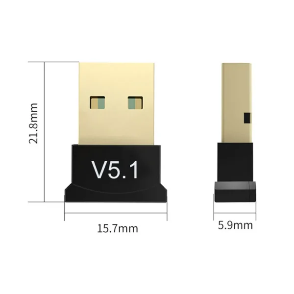 Adaptador Bluetooth USB V5.1 tipo dongle – conecta dispositivos inalámbricos a tu PC o laptop