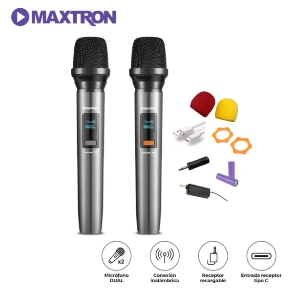 Micrófono inalámbrico Maxtron Lexus BX MX 7228 BT con conexión Bluetooth, ideal para karaoke y presentaciones