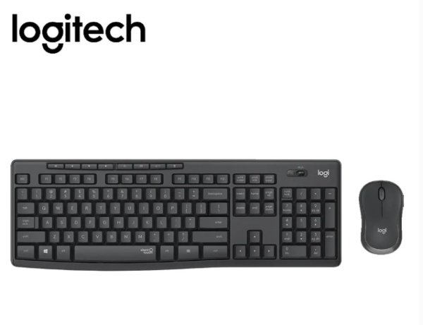 Combo inalámbrico Logitech MK295 negro con teclado silencioso y mouse óptico, ideal para trabajo y oficina