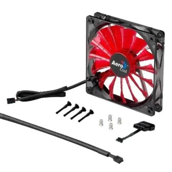 Cooler Aerocool Lightning de 14 cm con LED rojo, ventilador potente y silencioso para gabinetes de PC