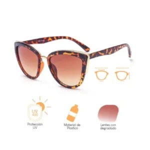 Lentes de sol Muselife estilo cat eye para mujer con protección UV400 y diseño leopardo