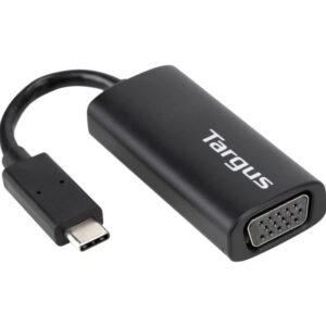 Adaptador Targus USB-C a VGA negro – conecta laptops a monitores o proyectores VGA