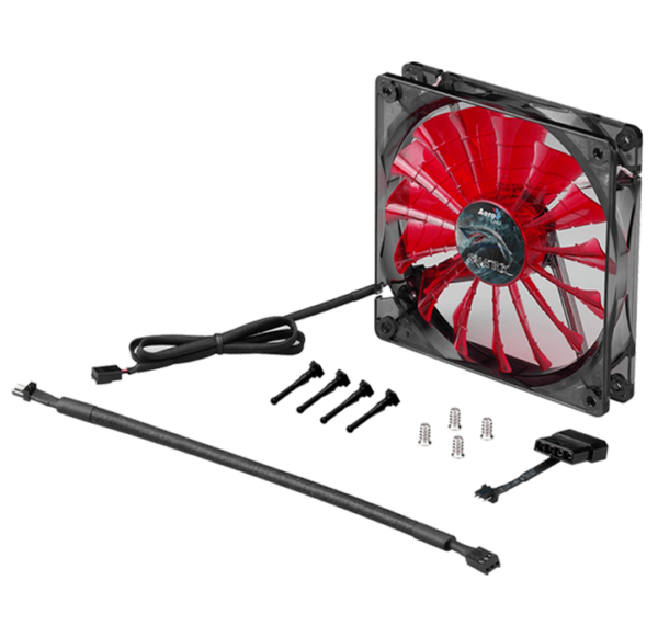 Cooler Aerocool Shark Fan de 12 cm color rojo para PC con alto rendimiento y diseño silencioso