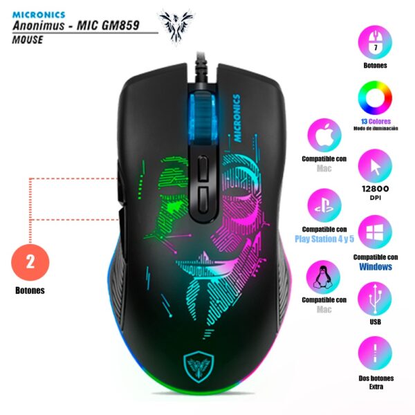 Mouse Gamer Micronics Anonimus Mic -GM859