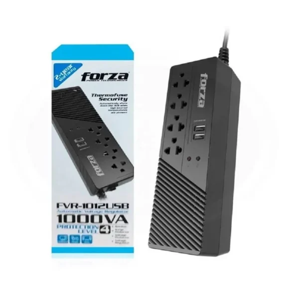 FORZA FVR-1012 ESTABILIZADOR 1000VA/500W 4 TOMAS NEGRO