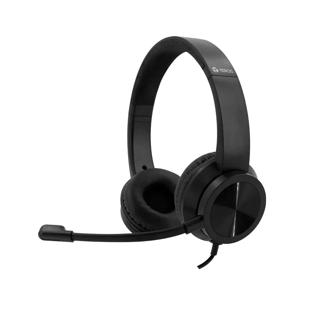 Audifonos TEROS TE-8037N HEADSET USB Negro