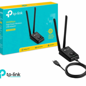 Adaptador USB Wi-Fi TP-Link 300Mbps 2.4GHz con antenas de alta ganancia.