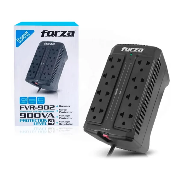 FORZA ESTABILIZADOR VOLTAJE FVR-902 8 TOMAS 900VA NEGRO