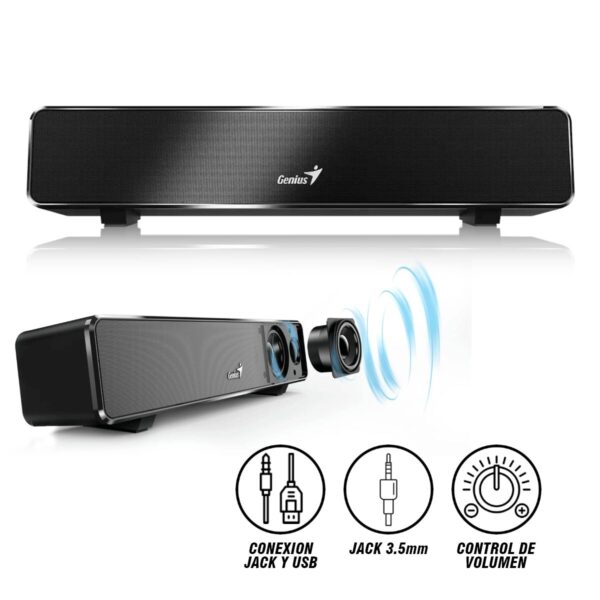 Parlante Genius Soundbar 100 Mini 6W – USB, 3.5mm, Negro - Imagen 5