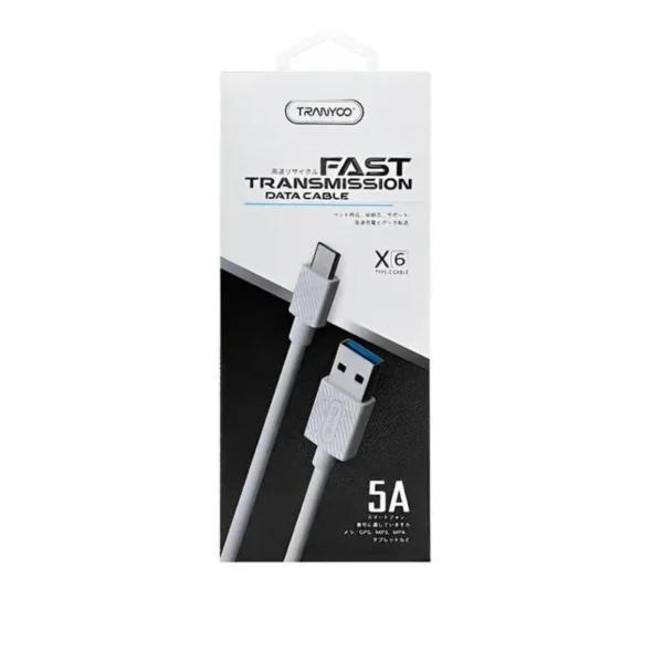 Tranyoo X6 Tipo C Blanco – Cable de Carga Rápida