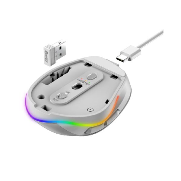 Mouse Genius Ergo 9000S Pro Blanco Perla | Recargable, RGB - Imagen 2