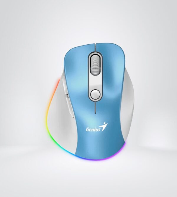 Mouse Genius Ergo 9000S Pro Azul Claro | Recargable, RGB