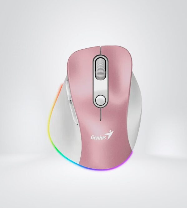 Mouse Genius Ergo 9000S Pro Rosado | Recargable, RGB, Silent