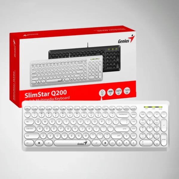 Teclado Genius SLIMSTAR Q200 USB MULTIMEDIA SP WHITE - Imagen 2